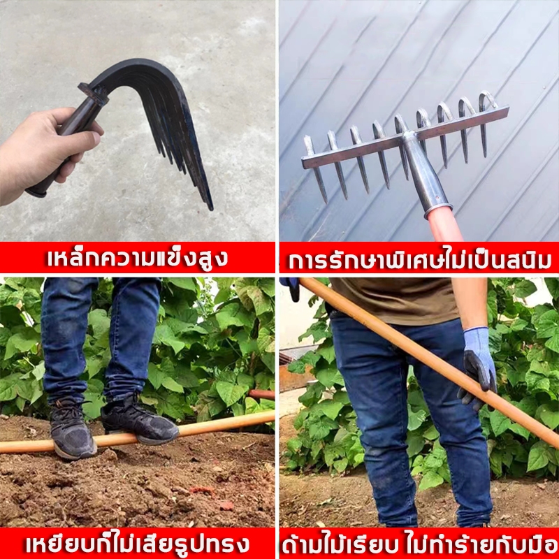 จอบถากหญ้าคมๆ คราดถากหญ้า9ฟัน/12ฟัน คราดเหล็กแมงกานีส รูปที่ 8