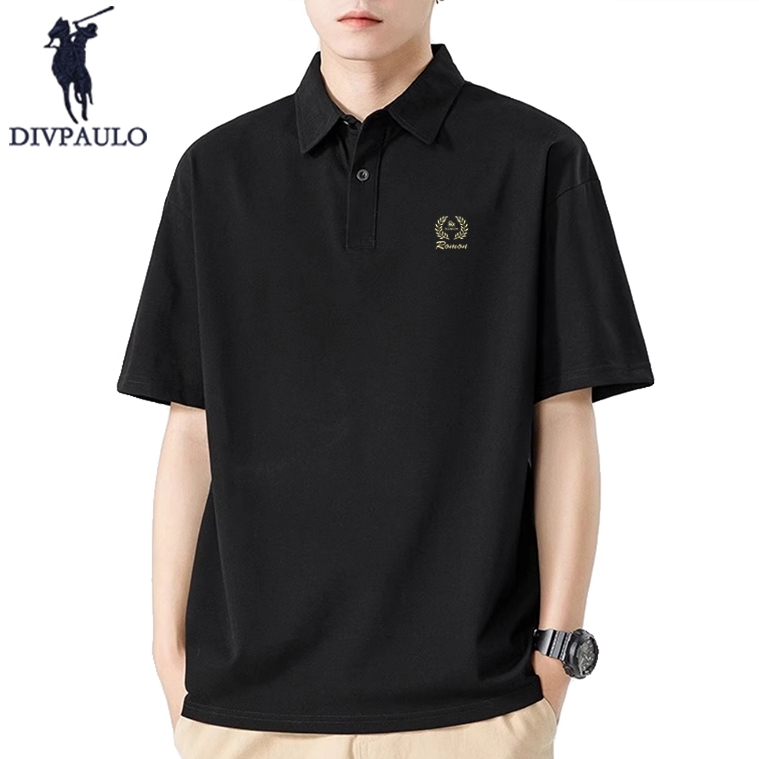 DIVPAULO PoloShirt D Collection 9001-MS ผ้าหนาทรงสวย ใส่ได้ทั้งชายหญิง ทรงหลวมสบาย รีดง่าย เสื้อยืดโปโลสีพื้น
