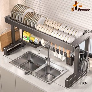 FR ที่คว่ำจาน ชั้นวางจานสแตนเลสคร่อมอ่างล้างจาน สำหรับวางจาน…