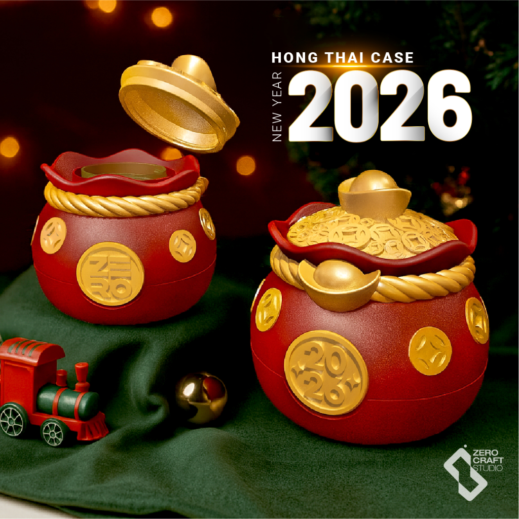 เคสยาดมหงส์ไทย ขนาด 25g กระปุกร่ำรวยปีใหม่ 2026 ฝาแบบเกลียว สามารถห้อยเชือกได้( เฉพาะตัวเคส ไม่รวมยาดม )