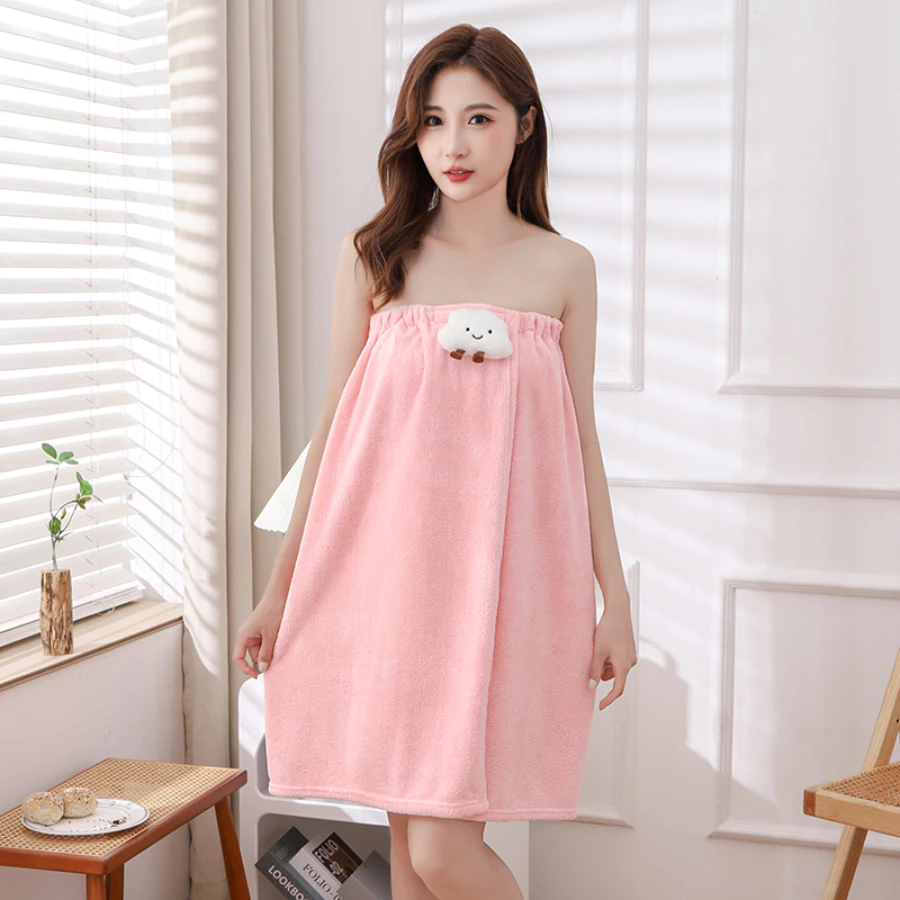 ผ้าเช็ดตัวผืนใหญ่แบบพันรอบหน้าอก เสื้อคลุมอาบน้ำผ้าฝ้าย - รูปที่ 1