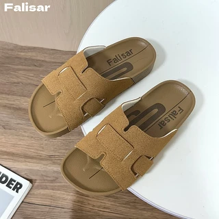 Falisar แตะหญิงเกาหลี พื้นหนาสบาย กันน้ำได้ กันลื่นดี ลุควินเทจคลาสสิก 36-41 สีสวยครบ รุ่น B55-2
