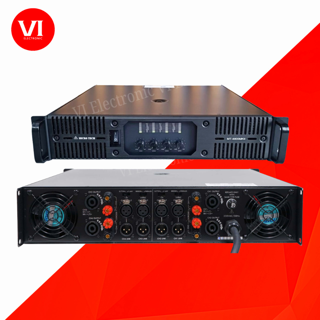 MICROTECH MT-4800 เพาเวอร์แอมป์ 4 แชนแนล กำลังขับ 1200 วัตต์ที่ 4 โอห์ม