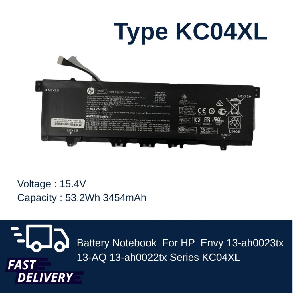 (ส่งฟรี ประกัน 1 ปี) HP Battery Notebook แบตเตอรี่ HP Envy 13-ah0023tx 13-AQ 13-ah0022tx Series KC04