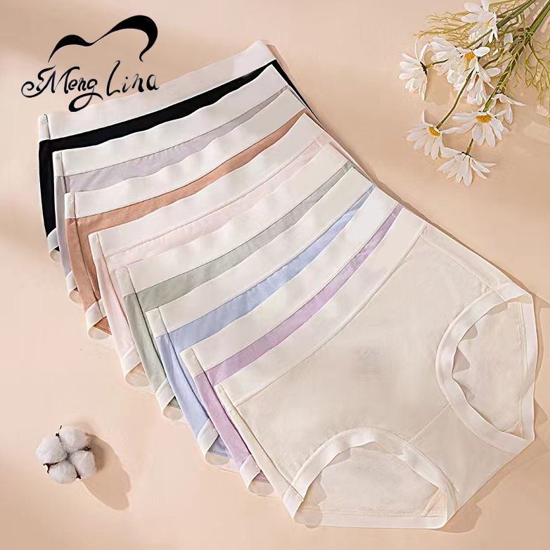 [ส่งจากไทย] Meng Lina กางเกงในผู้หญิง สตรีผ้านุ่มระบายอากาศดี เอวกลาง ใส่สุดสบาย ขนาดฟรีไซส์