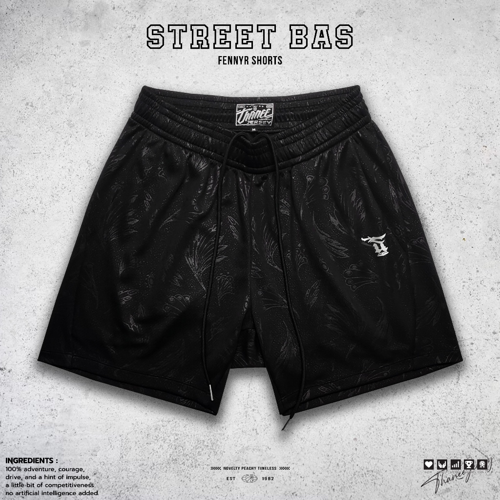 กางเกงกีฬา กางเกงบาสทรงสั้น รุ่น FENYR BLACK PLUMAGE มีไซส์ใหญ่