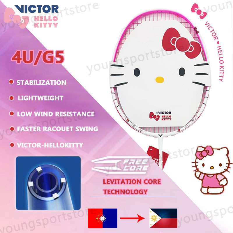 แคเก็ตแบดมินตัน Hello Kitty Single DriveX คาร์บอนไฟเบอร์ รุ่น น้ำหนัก 4UG5 ความยาว 678MM+3MM แถมฟรี 