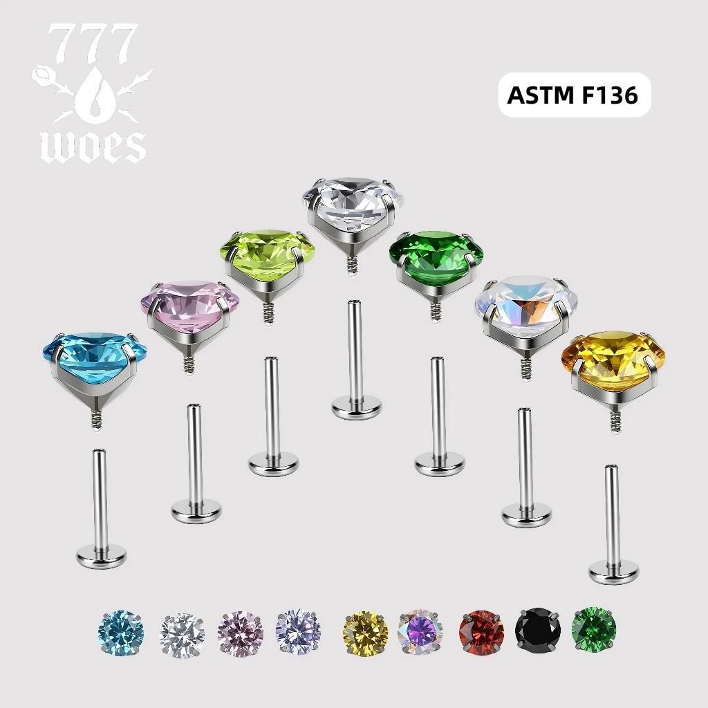 G23ไทเทเนียมเกรดแพทย์เพชรCZฐานแบนต่างหูจิวกระดูกอ่อนจมูกสีรุ้งม่วงเขียวน้ำเงินแดงชมพูเข้มอ่อนแวววาว