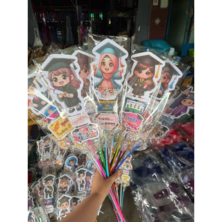ก้านการ์ตูนโมบายปัจฉิม 1โหล (12ก้าน) คละแบบ
