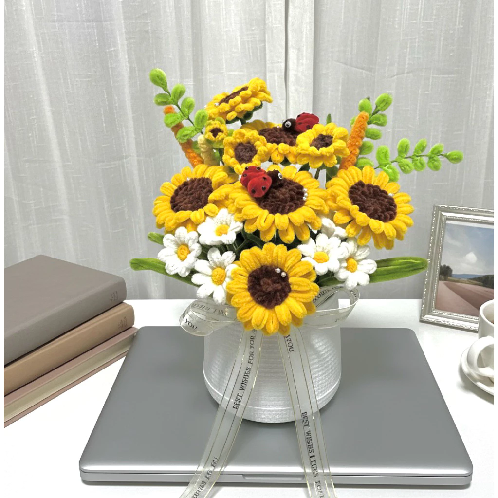 🌻กระถางดอกไม้ลวดกำมะหยี่✨️ของขวัญรับปริญญา วาเลนไทน์ วันเกิด โอกาศต่างๆ🌹🌷🌻