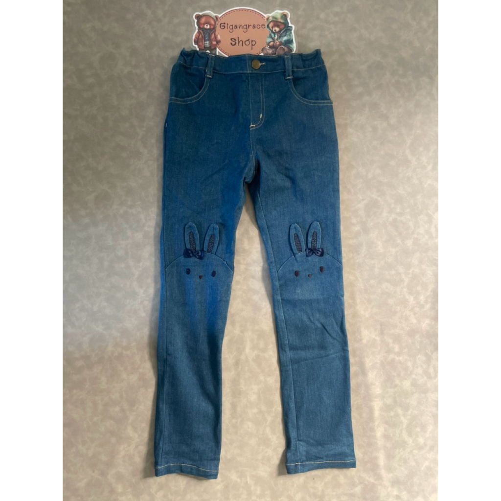 👖กางเกงยีนส์ขายาวของเด็กมือสอง (สีน้ำเงิน) Size 130 แบรนด์ Mezzo Piano ของแท้ ✨💯% สภาพ 85%