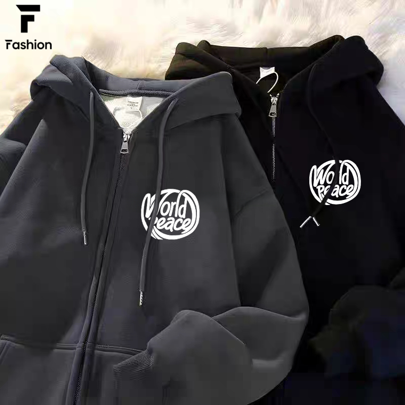 เสื้อกันหนาวมีฮู้ด สไตล์สปอร์ตเท่ๆ แจ็คเก็ตเชิ้ตผ้าหนา ใส่สบาย กันลมดี สําหรับผู้ชาย-ผู้หญิง