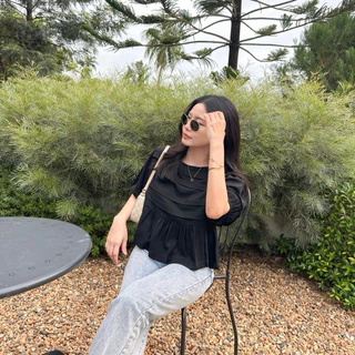 TIMBER BLOUSE เสื้อลินินแพทเทิร์นสวยลูกคุณ แขนพองนิดๆ ผ้าลินินเนื้อดี นิ่มพริ้วทิ้งตัว
