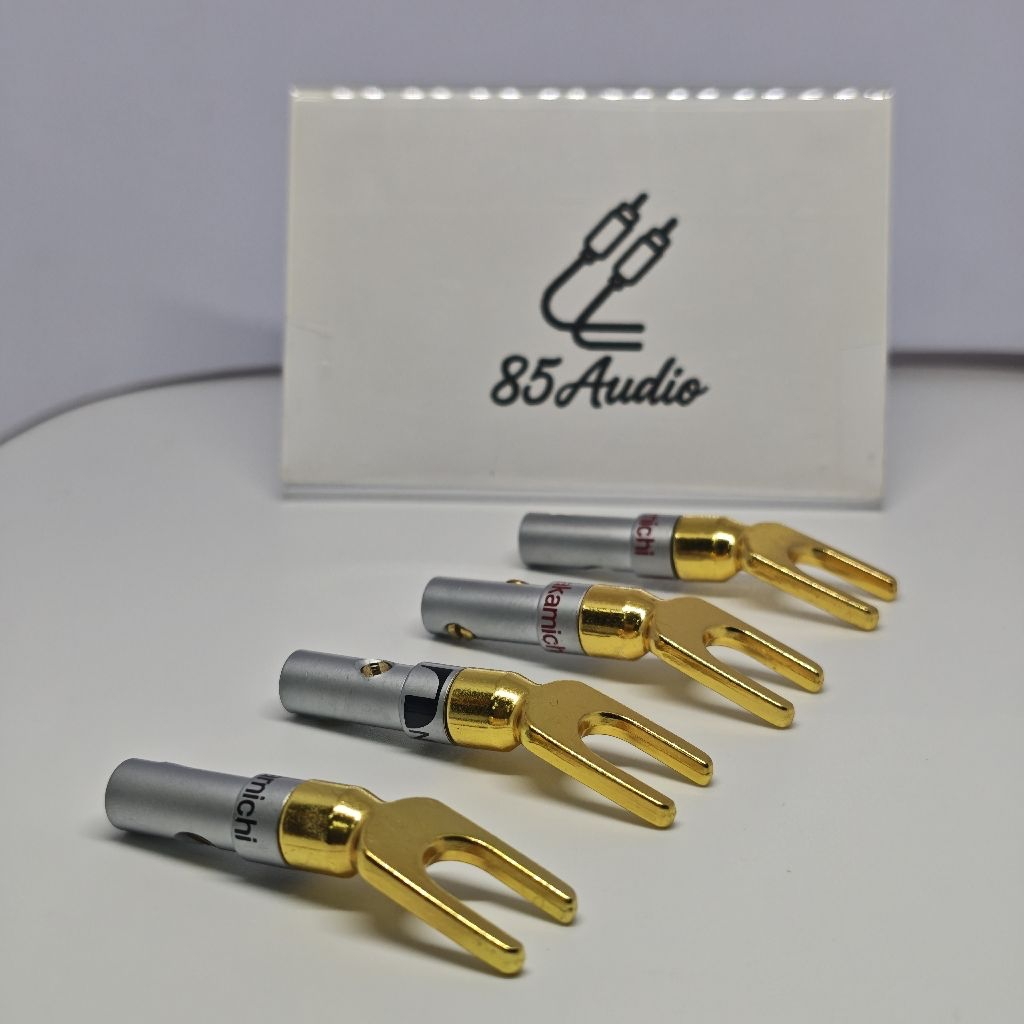 ก้ามปู Nakamichi ทอง 24k หัวทองปลอกเงิน ใส่ ท่อหดได้ สำหรับเครื่องเสียงบ้าน ราคาต่อชุด 4 ชิ้น / 2 คู่