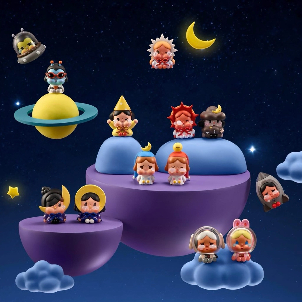 (พร้อมส่ง แบบเลือกตัว) Mini CRYBABY CRYING TO THE MOON-SITTING SERIES FIGURES แบบเช็คการ์ดไม่แกะตัวค่ะ