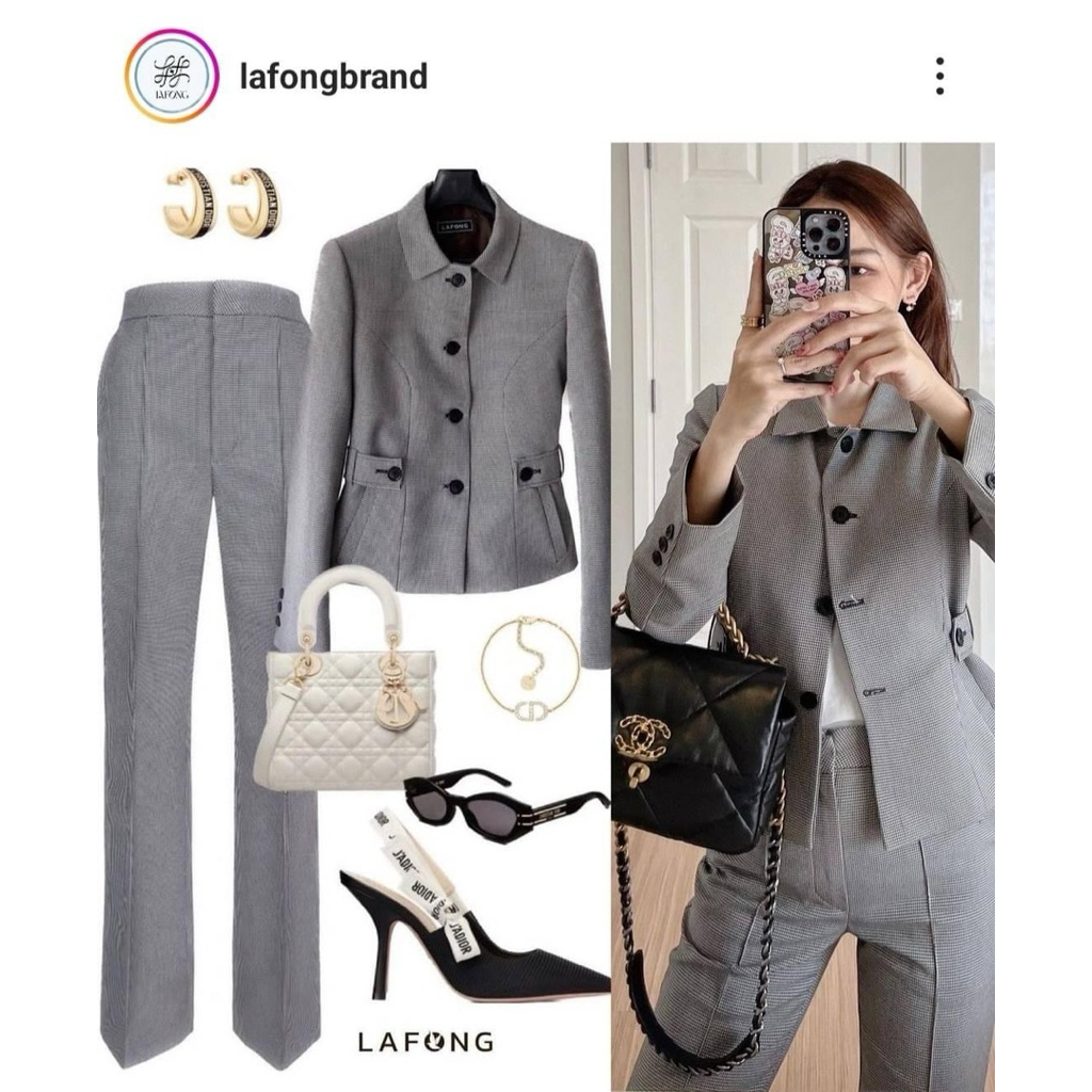 เสื้อสูท สีเทา ช่วงเอวเอวถอดสายได้ แบรนด์ Lafong