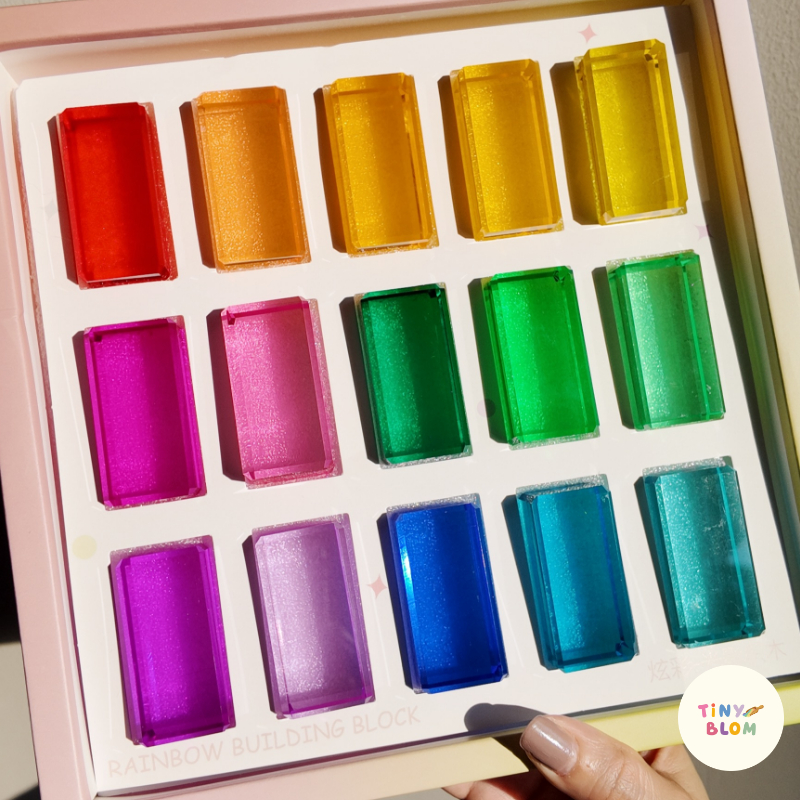 (พร้อมส่ง)บล็อกอะคริลิคใสโปร่งแสง สีรุ้ง 🌈 แบบทรงสี่เหลี่ยม สูงโปร่ง คุณภาพพรีเมียม ของเล่นเสริมพัฒนาการ - รูปที่ 3