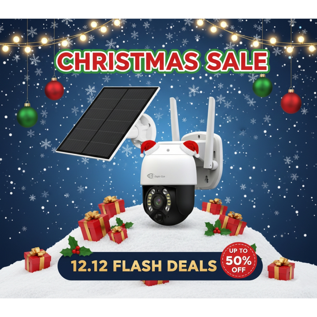 Eagle Eye - กล้องวงจรปิดทรงโดมโซล่าเซลล์ ป้องกันน้ำได้ เชื่อมต่อผ่าน Wi-Fi 2.4G รหัสสินค้า EG-SD01SL