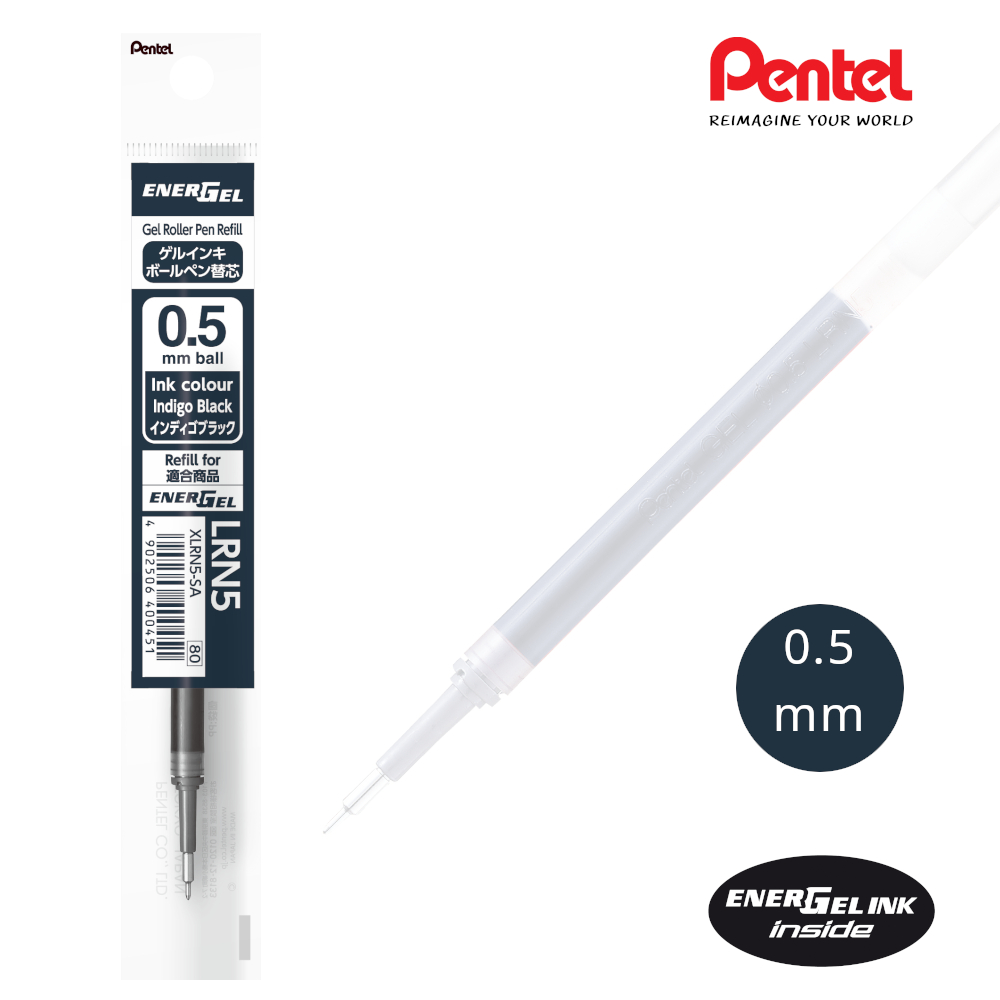 Pentel ปากกา Energel แบบกด ขนาด 0.5 มม หมึกโทนดำ เขียว ฟ้า ม่วง และไส้เติม - รูปที่ 5
