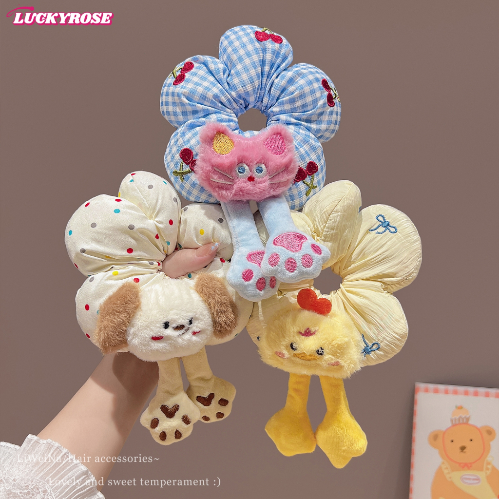 LUCKYROSE ยางรัดผม ลายสัตว์การ์ตูนขนปุยน่ารัก สำหรับมารินโกะและหางม้าต่ำ