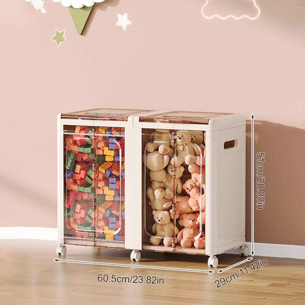 SPING กล่องเก็บของเล่นเด็กแบบพับได้ ดีไซน์ฝาพับพร้อมล้อ  กล่องเก็บเสื้อผ้าความจุขนาดใหญ่ - รูปที่ 7