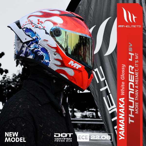 หมวกกันน็อค MT HELMETS รุ่น THUNDER 4 SV YAMANAKA WHITE GLOSSY ราคาเพียง 3990.-