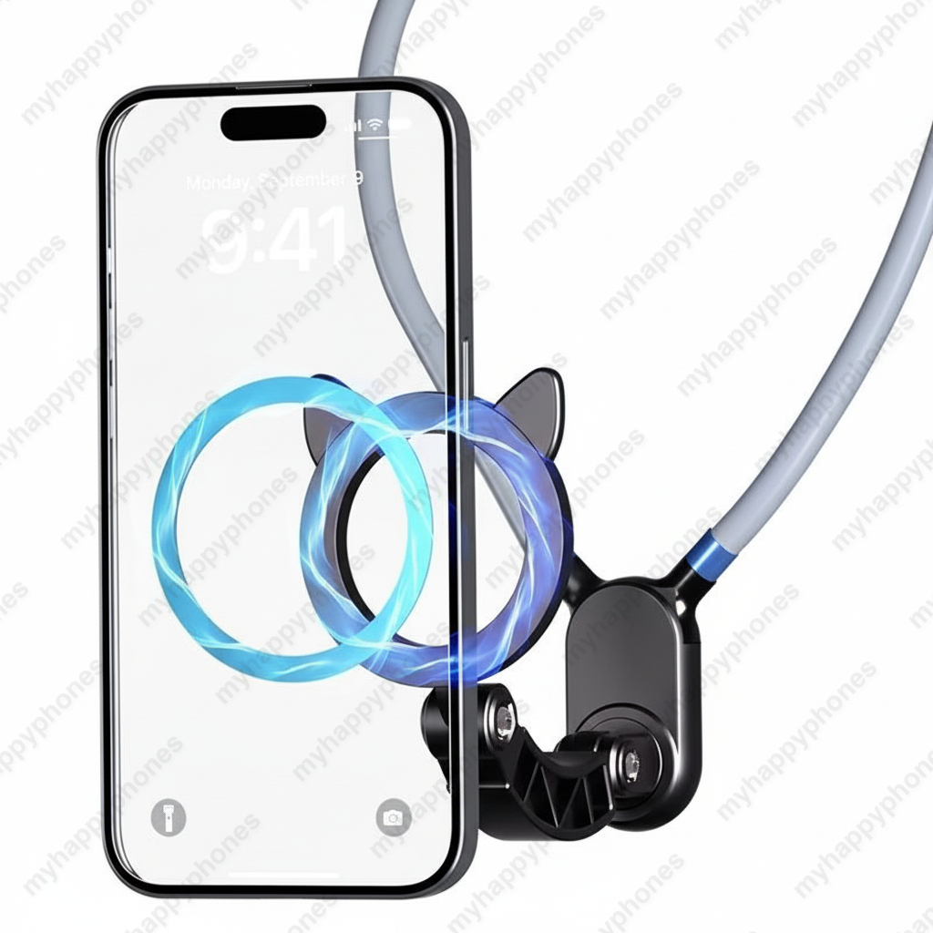 ที่ยึดโทรศัพท์แบบคล้องคอแม่เหล็กสำหรับถ่าย Vlog ถ่ายรูป และ Live Streaming