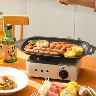กระทะปิ้งย่าง BBQ Non-Stick ไม่ติดกระทะ ทรงสี่เหลี่ยม มี3ขนาด กระทะย่างอเนกประสงค์ ทำความสะอาดง่าย