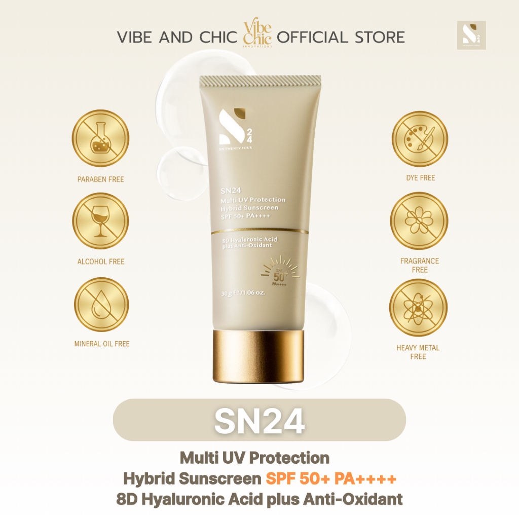 [1 หลอด] SN24 Multi UV Protection Hybrid Sunscreen SPF50+ PA++++ ครีมกันแดดปกป้องพร้อมบำรุงสูตรแพทย์