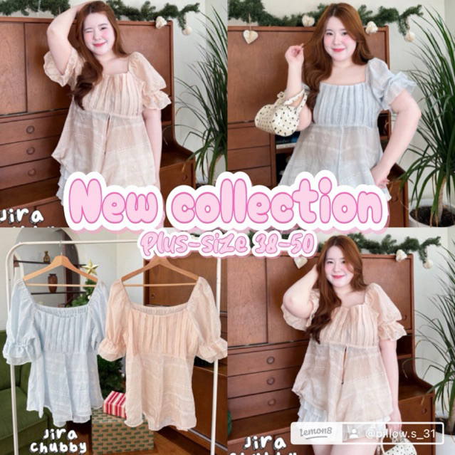 (shopee video & liveมีส่วนลด+ส่งฟรี✅)เสื้อคอเหลี่ยมแขนตุ๊กตา งานผ้าพิมพ์ลายโบว์น่ารักมาก สีพาสเทล(38-50)