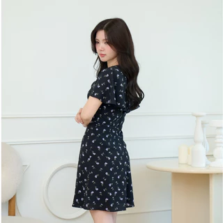 Pixie Crystal Dress (Black) เดรสลายดอก เดรสทำงาน เดรสสั้น