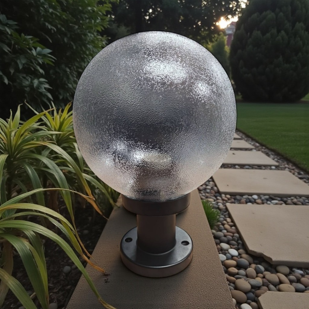 EVE โคมไฟหัวเสา สำหรับหลอดขั้ว E27 ไฟบ้าน ขนาด 8 นิ้ว ฐาน 11.8cm. มีทั้งแบบใส และ แบบขุ่น - รูปที่ 3