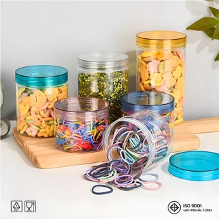 10ชิ้น เซ็ตกระปุก PET ฝาใส ทรงกลม ขนาด 80mm ความจุ 200–1000ml ใส่อาหาร ขนม คุกกี้ Free แผ่นโฟม Food Grade HC80