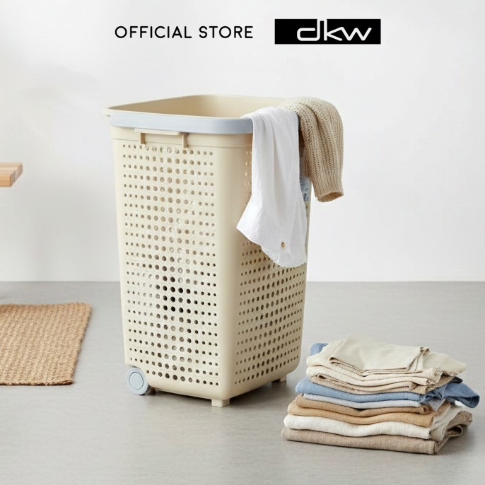 DKW HH-1226 ตะกร้ามีล้อ รับน้ำหนักได้ 20 กก. (มีหลายสี) ตะกร้าผ้ามีล้อ ตะกร้าใส่ผ้ามีล้อ ตะกร้าผ้าให
