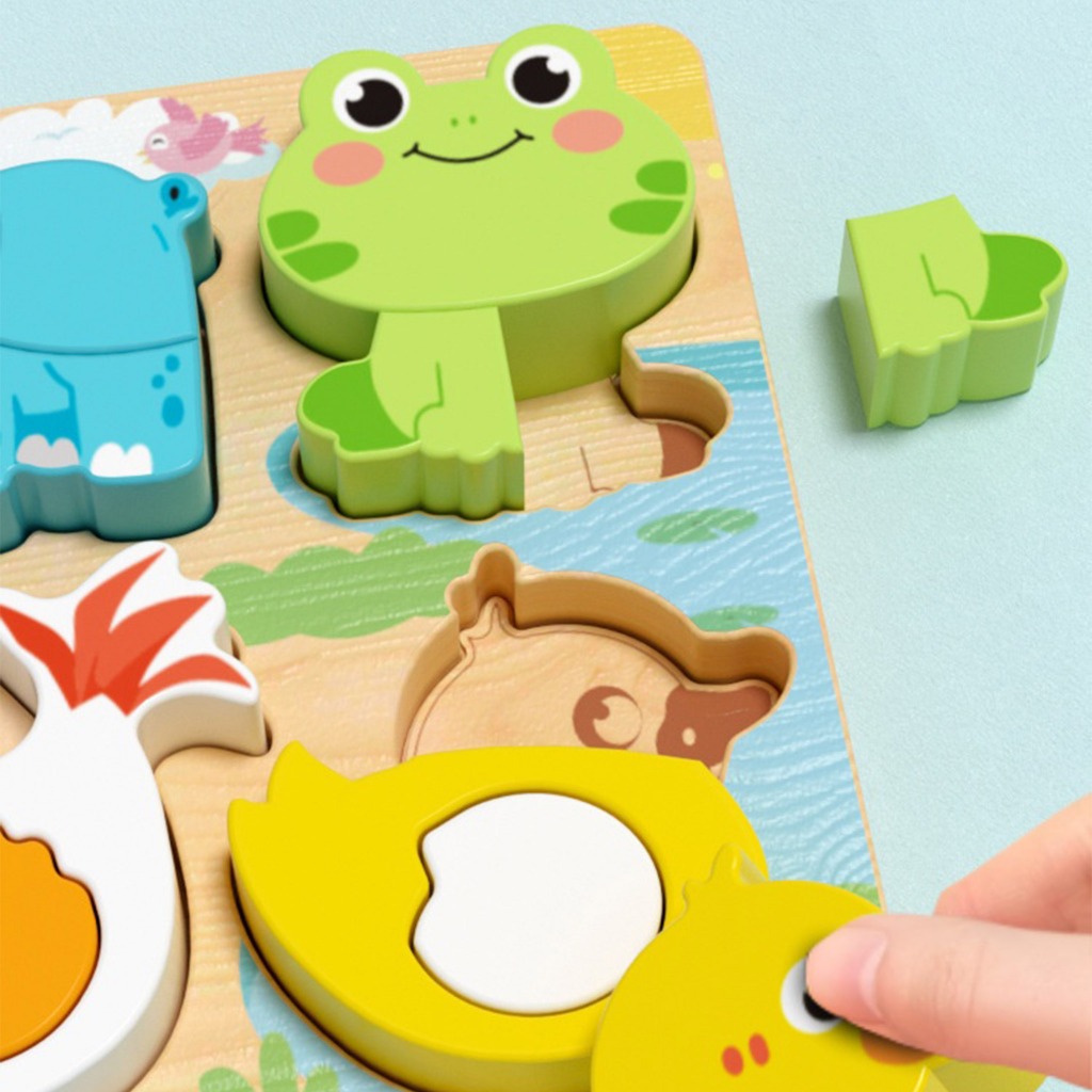 KiKi 4 in 1 ของเล่นจิ๊กซอว์ไม้รูปสัตว์ ของเล่นเสริมพัฒนาการสำหรับเด็กเล็ก ของขวัญสำหรับเด็กทั้งชายและหญิง - รูปที่ 5