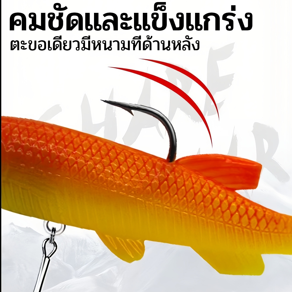 ชุดเหยื่อตกปลาปลอมพลาสติกแบบพกพา 5 ชิ้นสำหรับน้ำเค็มและน้ำจืด - รูปที่ 6