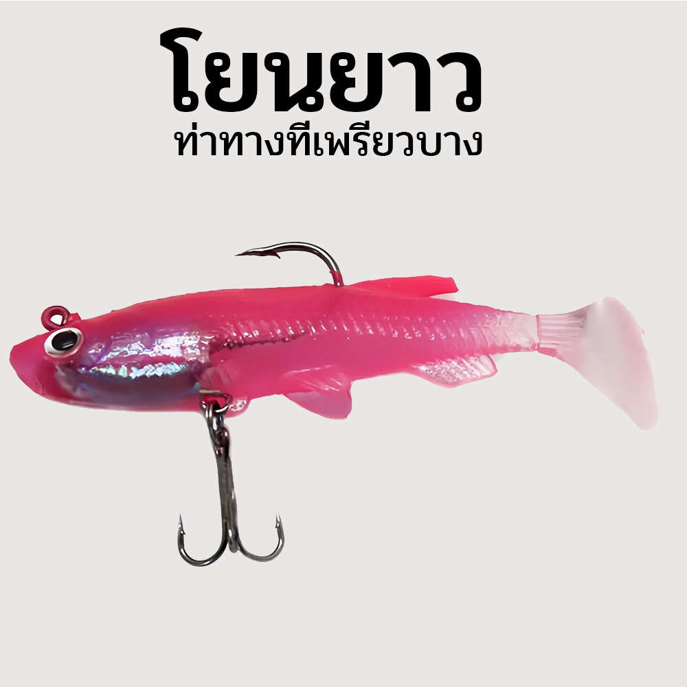 ชุดเหยื่อตกปลาปลอมพลาสติกแบบพกพา 5 ชิ้นสำหรับน้ำเค็มและน้ำจืด - รูปที่ 4