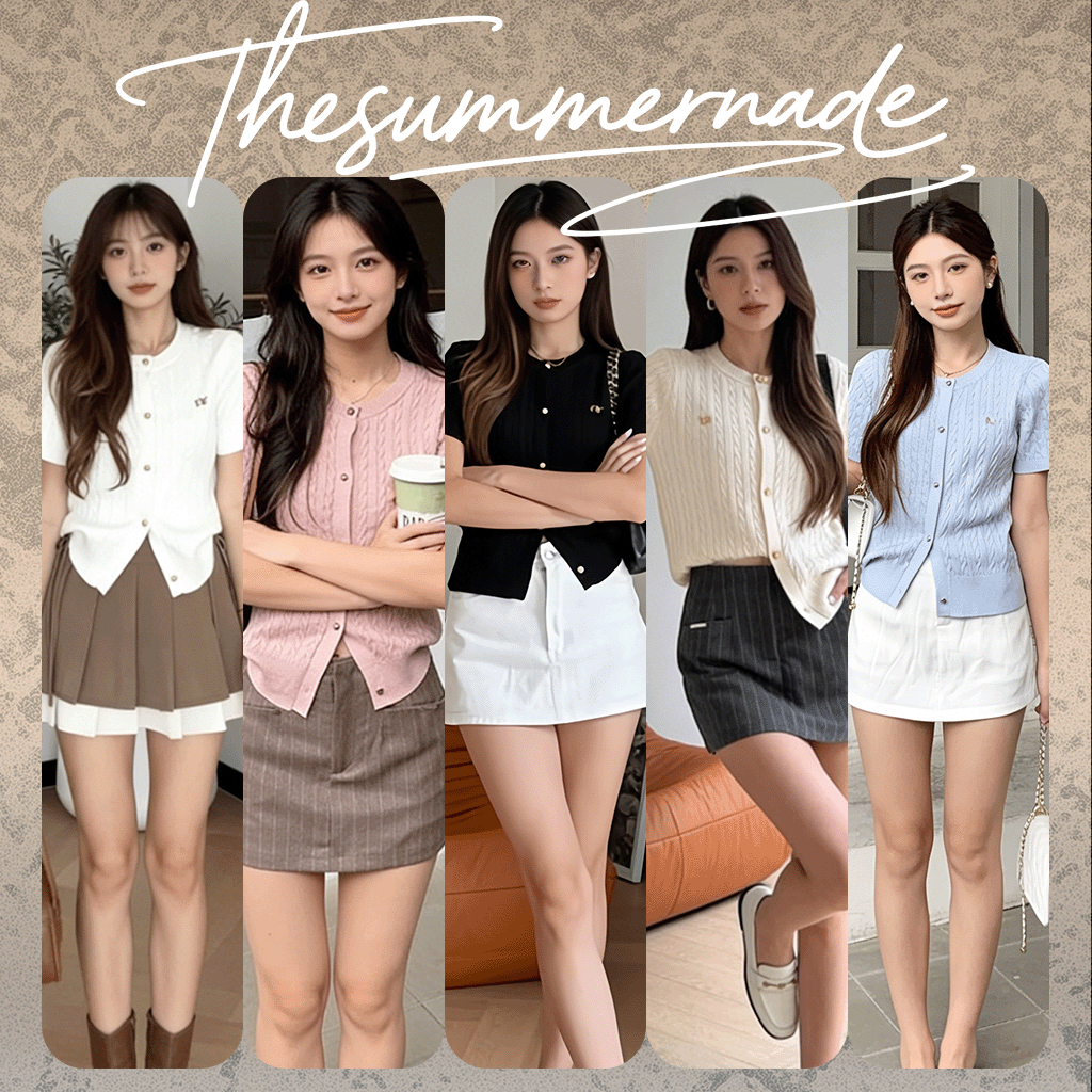 Thesummernade เสื้อไหมพรมคอกลมถักลาย รุ่น Onnie Knit Top TS136