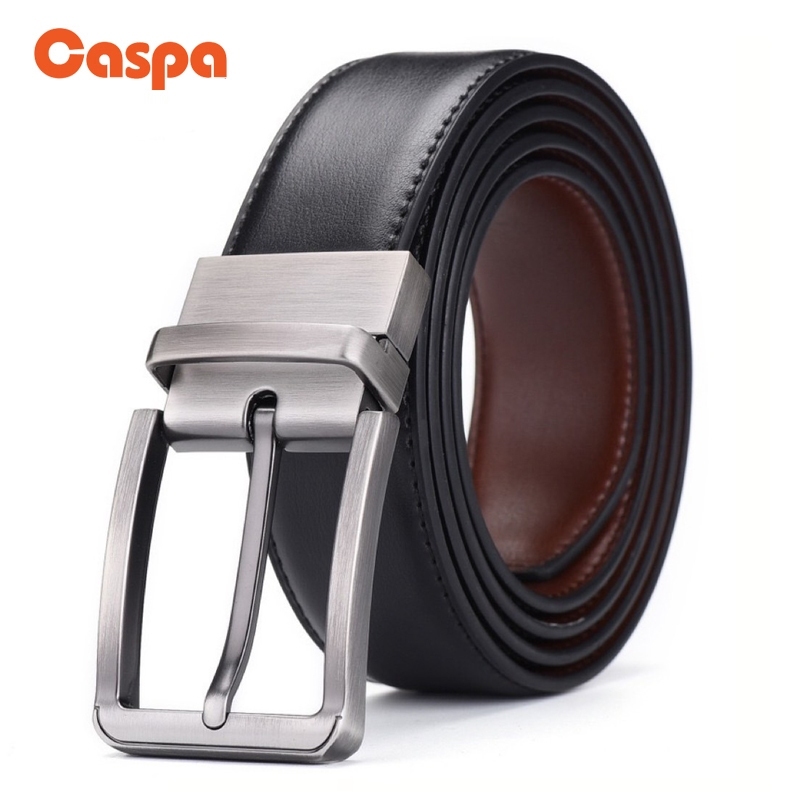 Caspa เข็มขัด​หนังแท้ สลับหัวโดยการหมุน BE06 ทั้ง​2หน้า (สลับ​ใช้ได้​ทั้ง2​หน้า​) ยาว43นิ้ว​ ผู้ชาย 