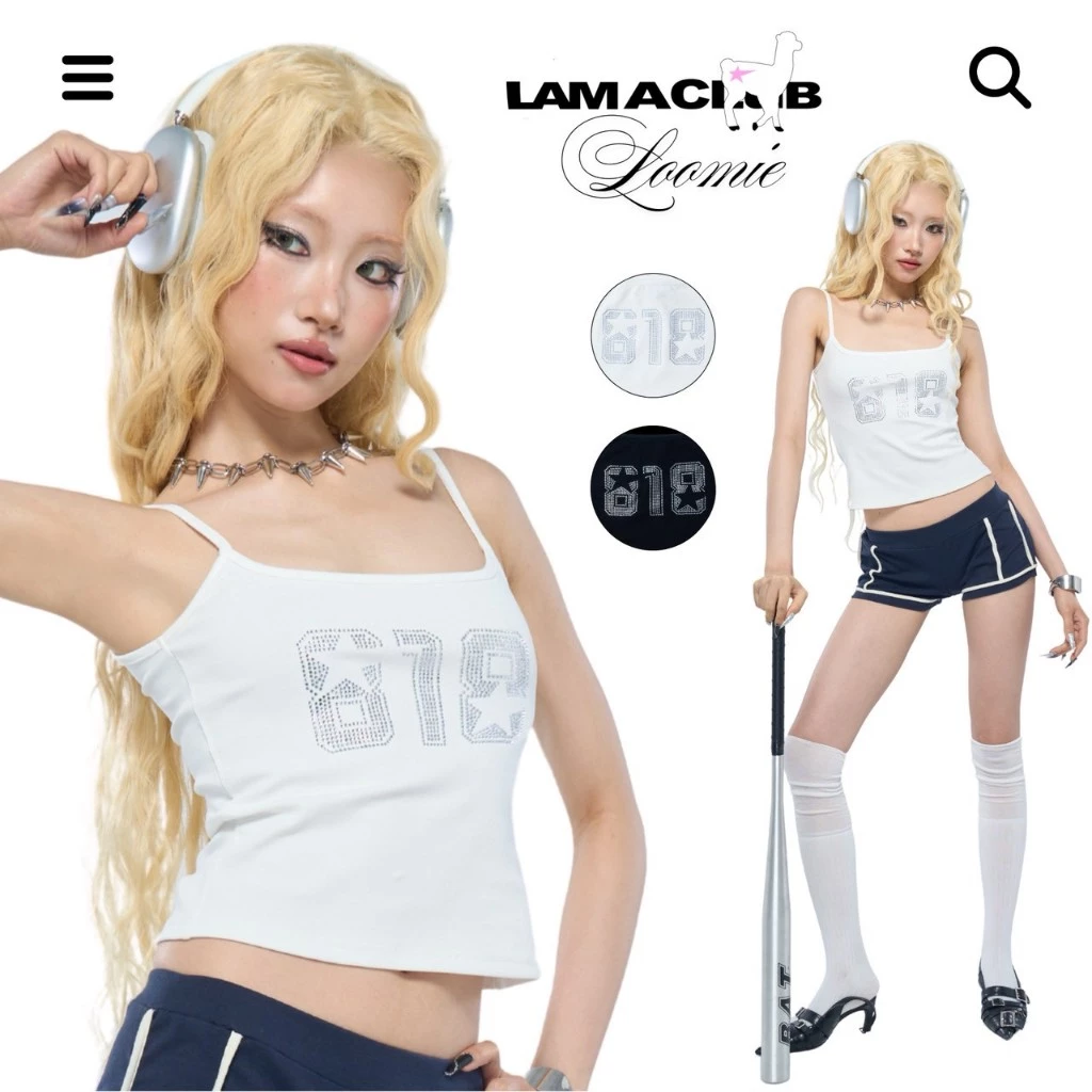 Loomie เสื้อสายเดี่ยว สกรีนเพชร 818