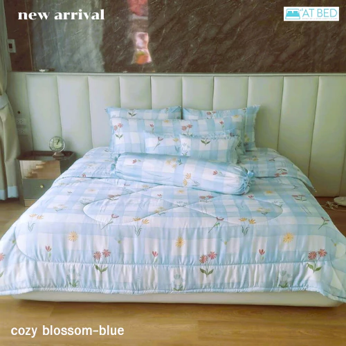 At Bed ชุดผ้าปูและผ้านวม ผ้า Bamboo 100% 1000 เส้นด้าย ลาย cozy blossom-blue