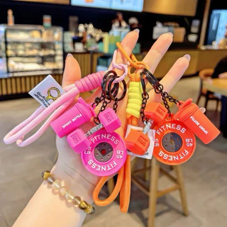 OKK Life Stop(ZC610)*พร้อมส่งในไทย*พวงกุญแจฟิตเนส แก้วน้ำดัมเบลแผ่นน้ำหนักจำลอง มีหลากหลายสีน่ารักๆ