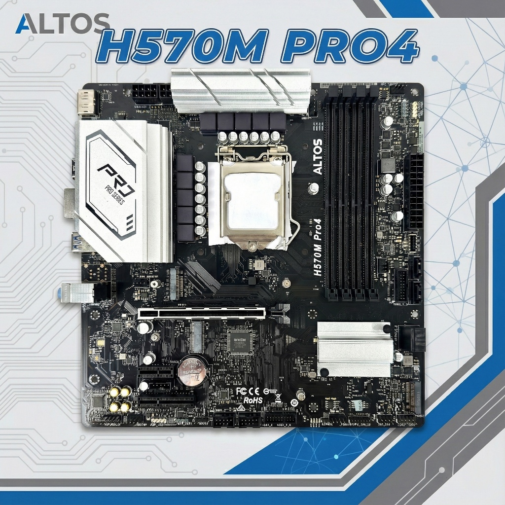 เมนบอร์ด Altos H570M Pro4 (LGA1200) รองรับ Intel Gen 10-11 ใส่แรมได้ 4 แถว สภาพสวย ประกันร้าน 90 วัน