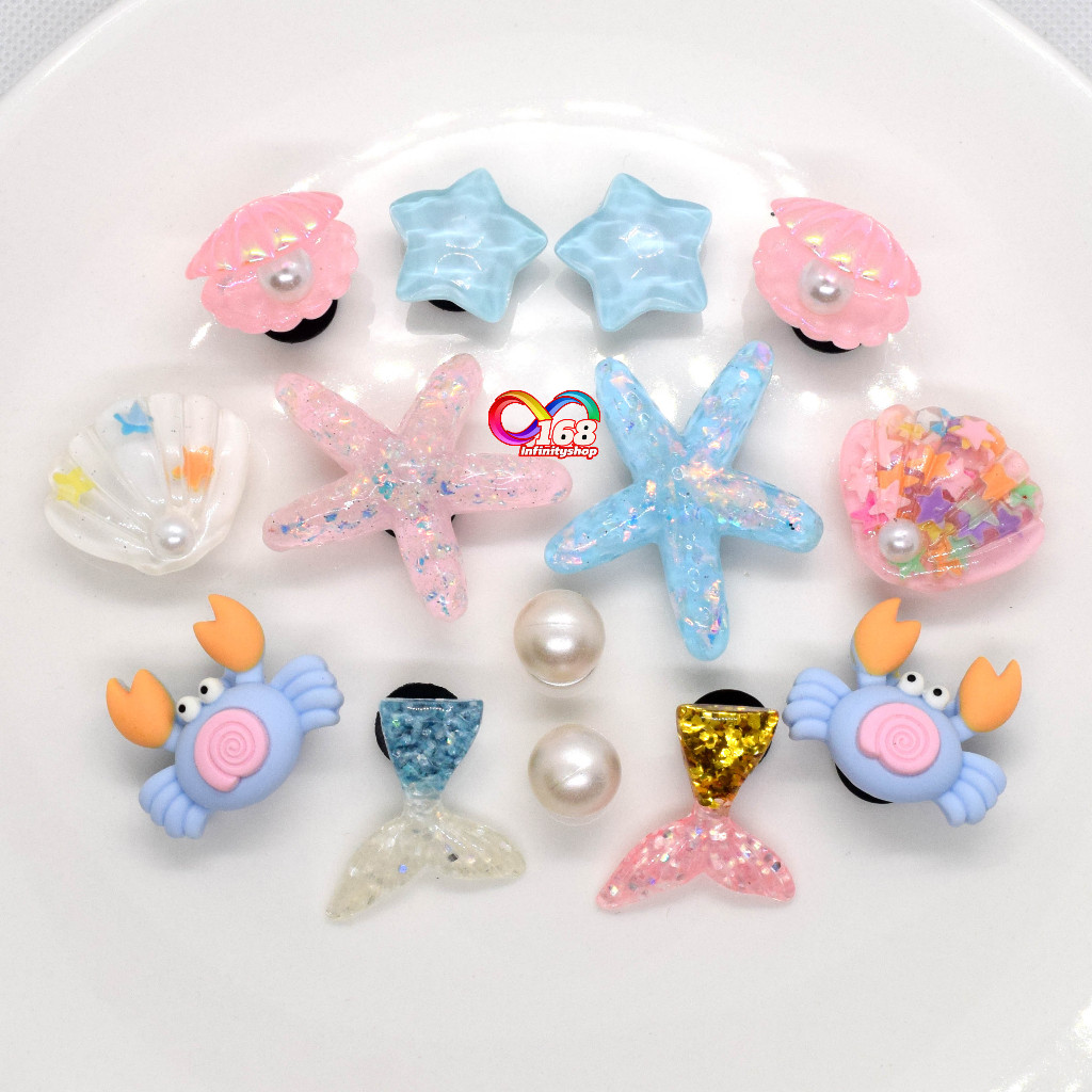 10 ชิ้น เซ๊ต ทะเล[ JB.91 ]🇹🇭ร้านไทย#jibbitz#จิบบิท#ติดรองเท้า#กระเป๋า#DIY น่ารัก อุปกรณ์เสริม