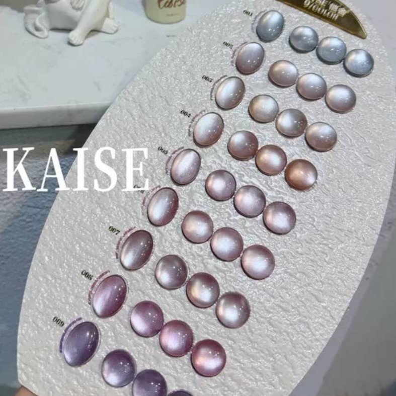 เซตสีเล็บเจลจีน🇨🇳 KAISE 9 Purple Pink Satin Cateye gel สีเจลลูกแก้ว แคทอาย 🆓️ชาร์ตสีสำเร็จรูป