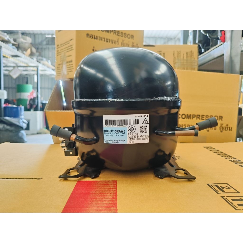 คอมตู้เย็น ตู้แช่ ใหม่เก่าเก็บ ยี่ห้อ Panasonic  รุ่น DD66C13RAW5  ขนาด 1/4 แรง น้ำยา R134 พร้อมใช้ง
