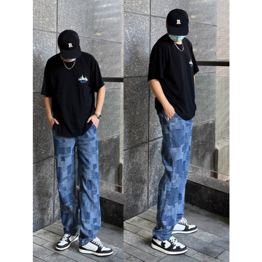 beerbroth-กางเกงยีนส์ผู้ชาย ลายสก๊อต เอวยางยืดมีผูกเชือก ขายาว ในยุโรป หรัฐอเมริกา แฟชั่น ขากระบอก สไตล์เกาหลี - รูปที่ 2