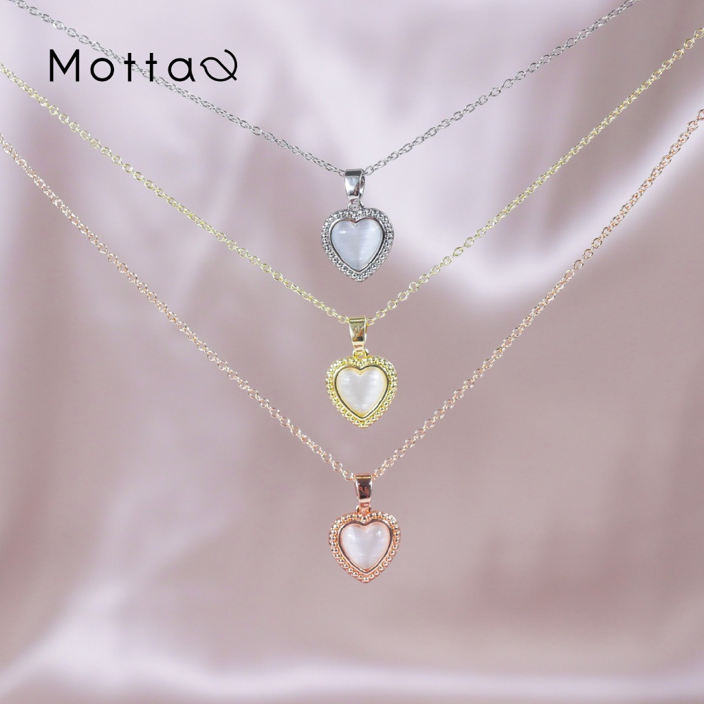 Motta Necklace สร้อยคอชุบทองคำขาว จี้หัวใจสุดหวาน