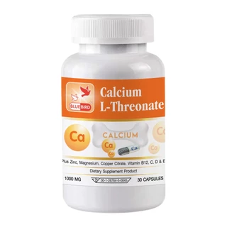 แคลเซียม พลัส Calcium L-Threonate ตรา บลูเบิร์ด ขนาด 1000 มิลลิกรัม 30,60 แคปซูล