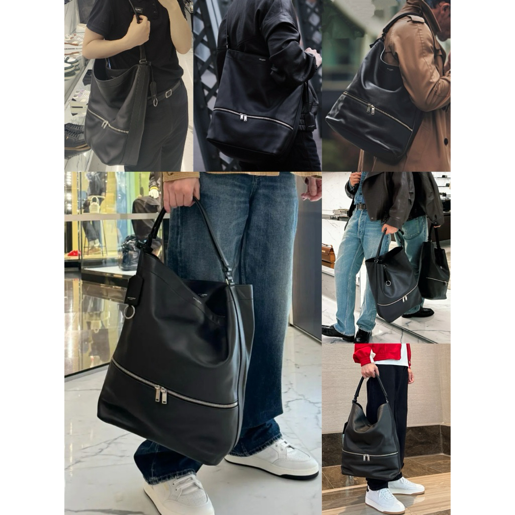 🧡 100% ของแท้ YSL แบรนด์โลโก้แม่เหล็กหัวเข็มขัดเปิดและปิดวัสดุหนังลูกวัวกระเป๋าถือ 👜